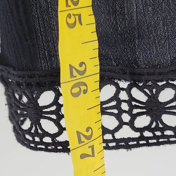 LoveStitch Black Boho Embroidered Dress Sz S Crochet Lace Straps Festival Style - Picture 11 of 11